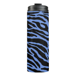 Blue and Black Animal Print Stripes  Thermal Tumbler
