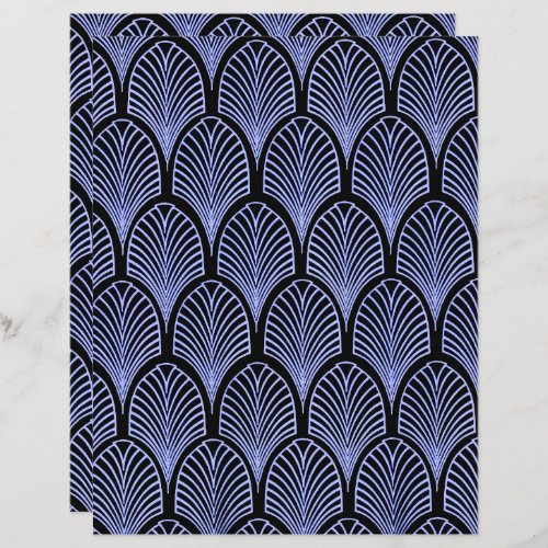 Blue and black art deco pattern scrapbook paper