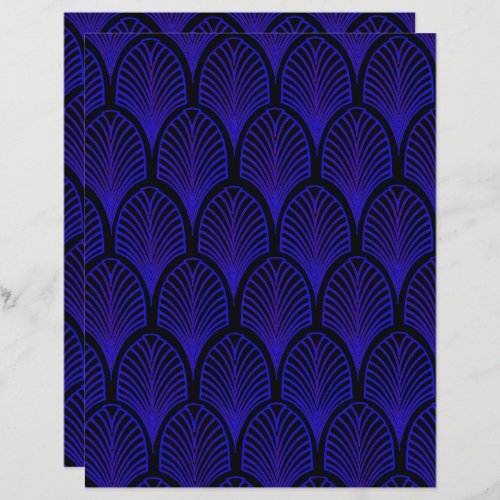 Blue and black art deco pattern scrapbook paper