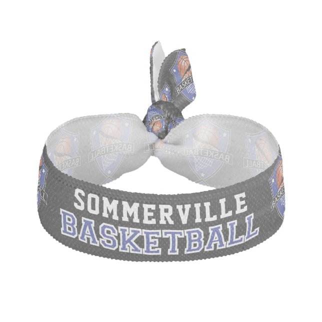 Blue and Black 🏐 Basketball Elastic Hair Tie (Front)