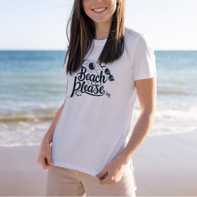 Blue and Black Beach Please T-Shirt (Creator Uploaded)