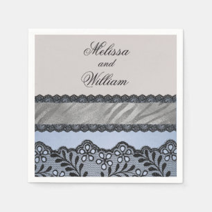 Blue and Black Beauty Paper Napkins