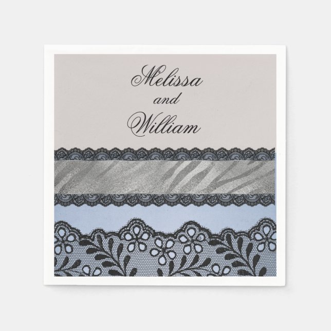 Blue and Black Beauty Paper Napkins (Front)