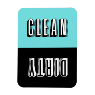 Blue and Black Block Retro Typography Dishwasher Magnet