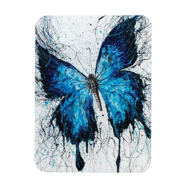 Blue and Black Butterfly Magnet (Vertical)