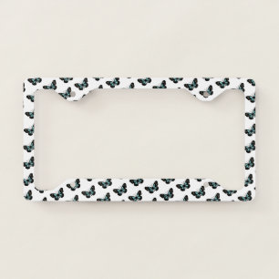 Blue and Black Butterfly Pattern License Plate Frame