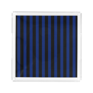 Blue and black candy stripes acrylic tray