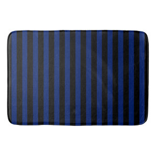 Blue and black candy stripes bath mat