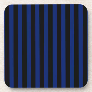 Blue and black candy stripes beverage coaster
