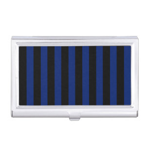 Blue and black candy stripes business card case
