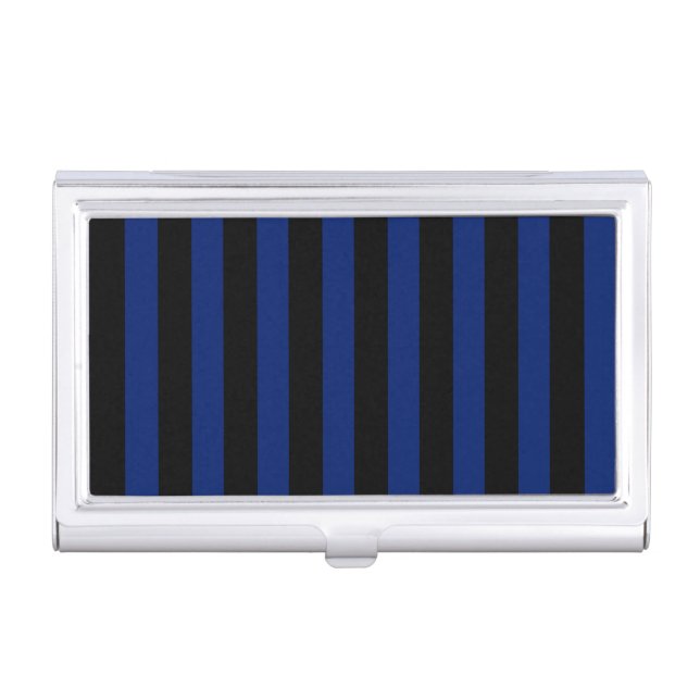 Blue and black candy stripes business card case (Front)