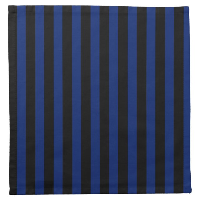 Blue and black candy stripes cloth napkin (Front)