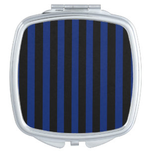 Blue and black candy stripes compact mirror