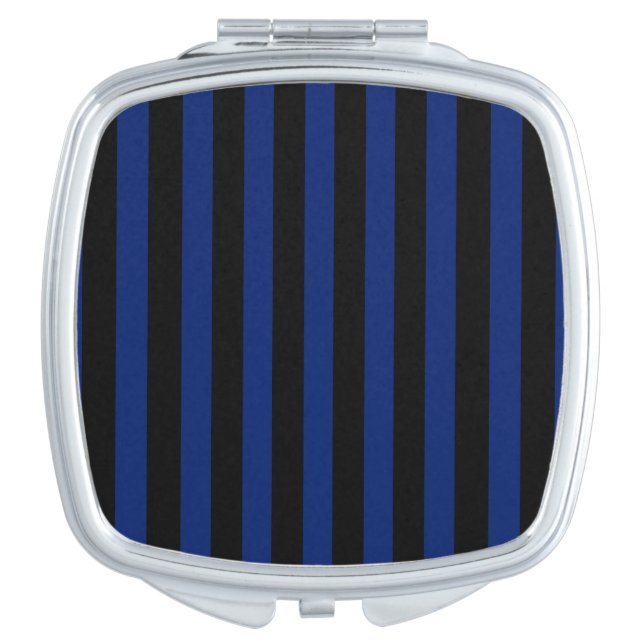 Blue and black candy stripes compact mirror (Front)
