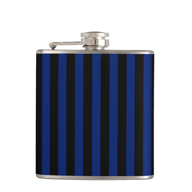 Blue and black candy stripes flask (Front)