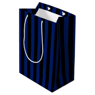 Blue and black candy stripes medium gift bag