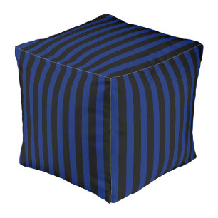 Blue and black candy stripes pouf