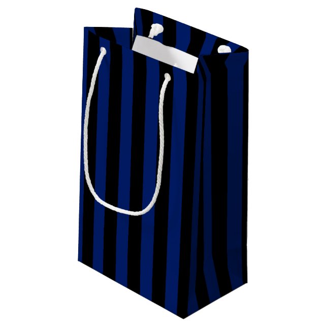 Blue and black candy stripes small gift bag (Back Angled)
