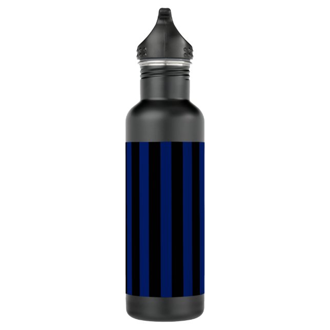 Blue and black candy stripes stainless steel water bottle (Right)