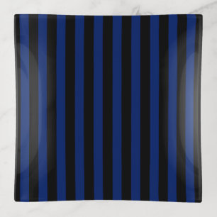 Blue and black candy stripes trinket tray