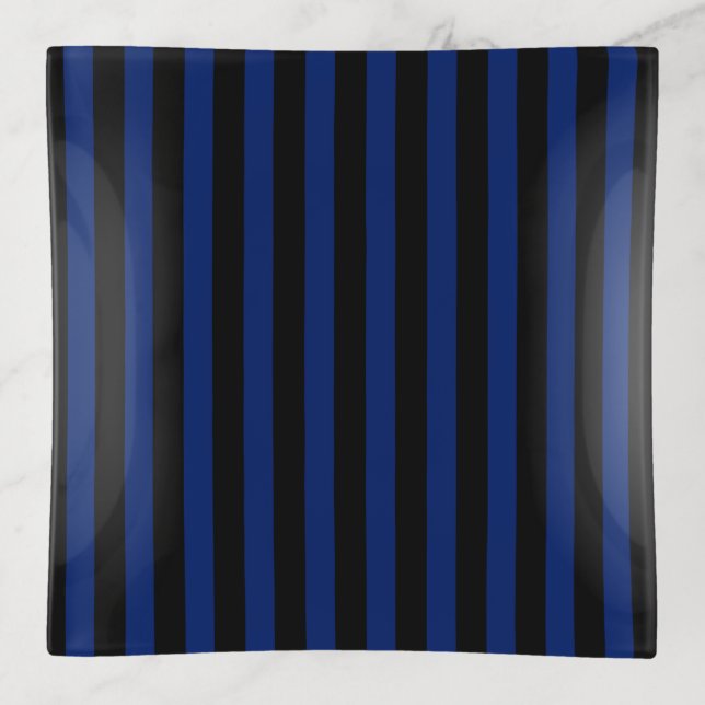 Blue and black candy stripes trinket tray (Front)