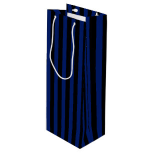 Blue and black candy stripes wine gift bag