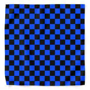 Blue and black checkerboard pattern bandana