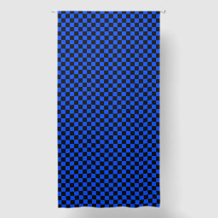 Blue and black checkerboard pattern blackout curtains