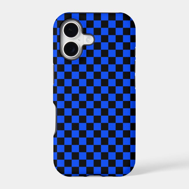 Blue and black checkerboard pattern iphone case (Back)