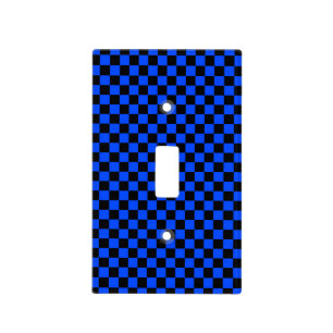 Blue and black checkerboard pattern light switch cover