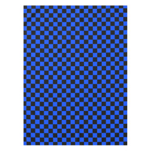 Blue and black checkerboard pattern tablecloth