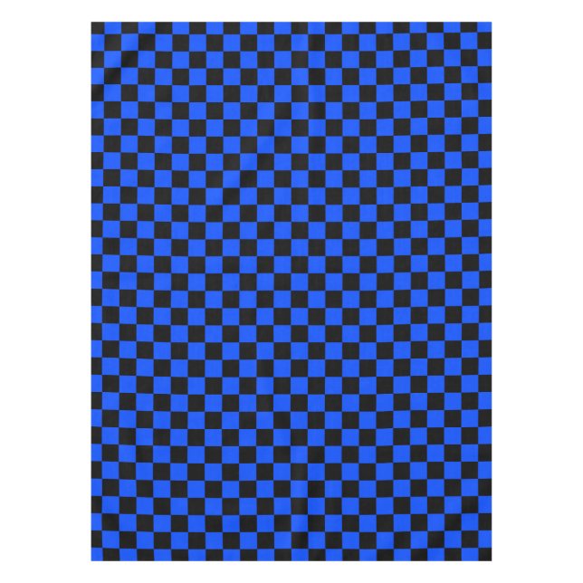 Blue and black checkerboard pattern tablecloth (Front)