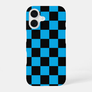 Blue and Black Checkered Print iPhone 16 Case