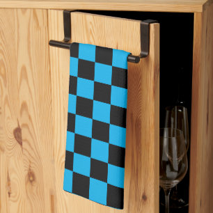 Blue and Black Checkered Print Kitchen Towel