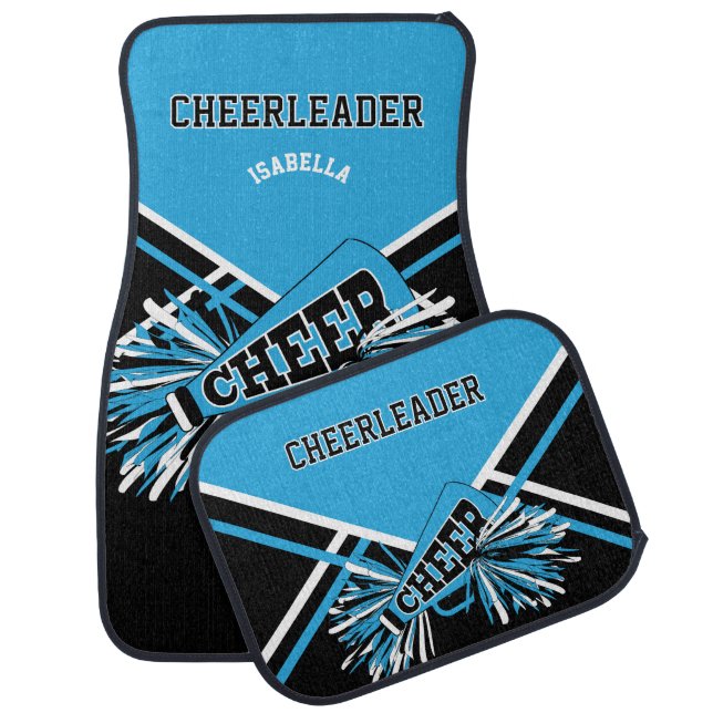 Blue and Black Cheerleader Design Car Floor Mat (Set)