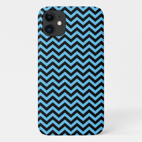 Blue And Black Chevron Pattern iPhone 11 Case