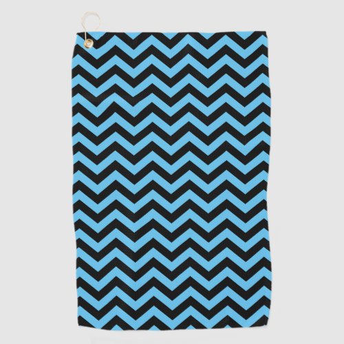 Blue And Black Chevron Pattern Golf Towel