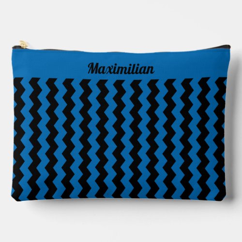 Blue and Black Chevrons _ LARGE Accessory Pouch