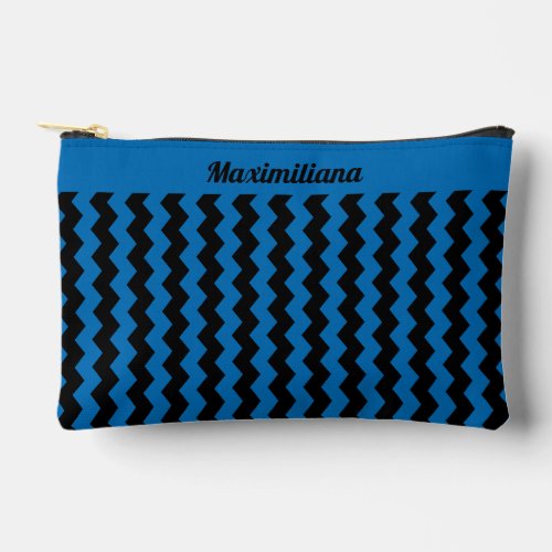 Blue and Black Chevrons _ SMALL Accessory Pouch