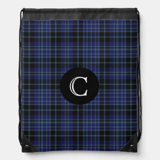 Blue and Black Clan Clark Plaid Monogram Backpack
