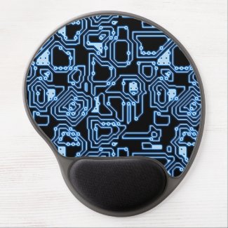 Blue and Black Computer Circuits Gel Mouse Pad