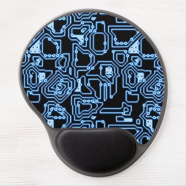 Blue and Black Computer Circuits Gel Mouse Pad (Front)