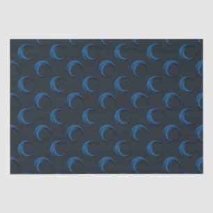Blue and Black Crescent Moons Pattern Halloween Tissue Paper