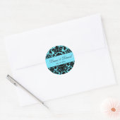 Blue and Black Damask 1.5" Wedding Sticker (Envelope)