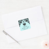 Blue and Black Damask Chandelier Favor Sticker (Envelope)