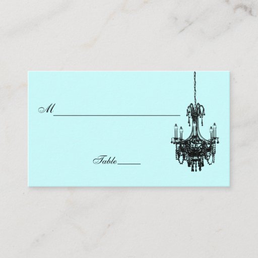 Customizable Blue and Black Damask Chandelier Placecard Business Cards