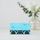 Blue and Black Damask Place Cards (Standing Front)