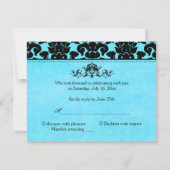 Blue and Black Damask Reply Card (Back)
