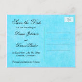 Blue and Black Damask Save the Date Card (Back)