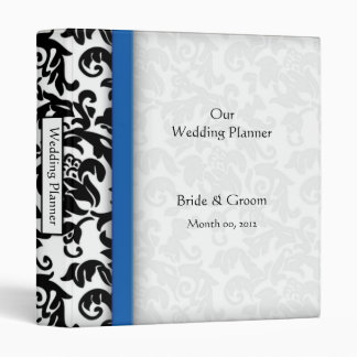 Blue and Black Damask Wedding Planner Binder